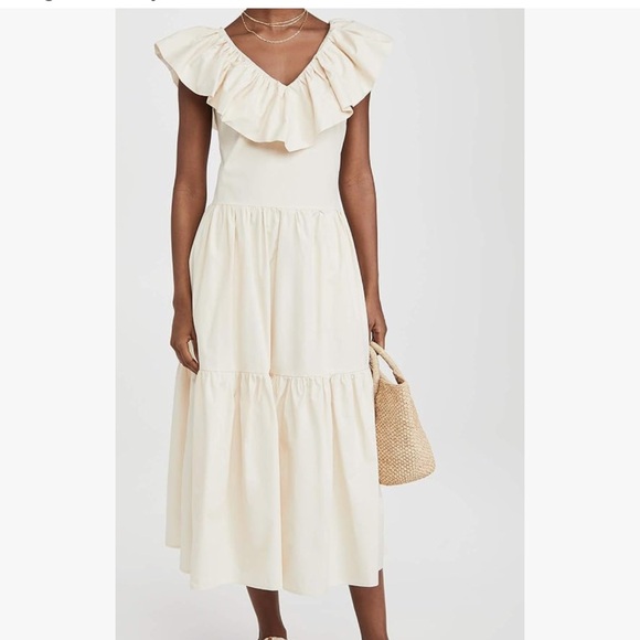 English Factory Ruffle Neck Sleeveless Midi Dress - Picture 2 of 9